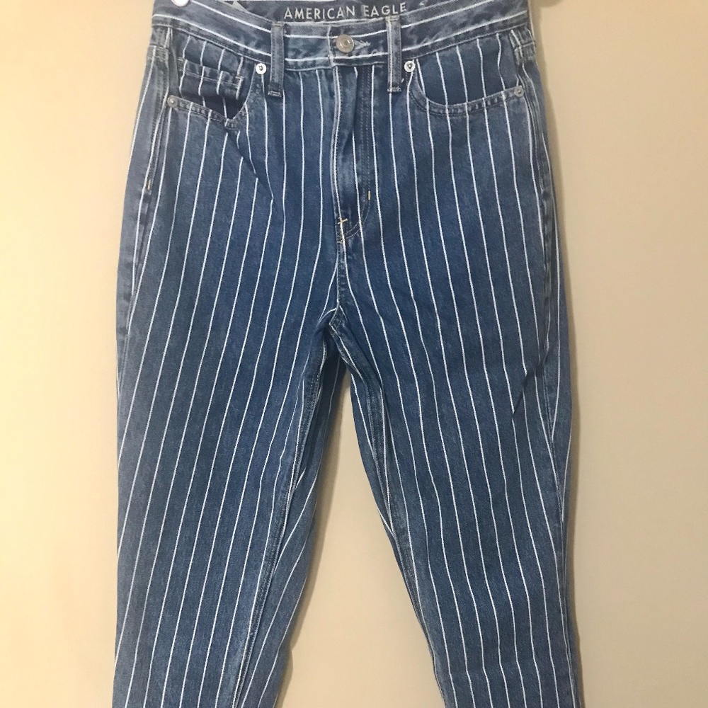 Striped American Eagle Mom Jeans